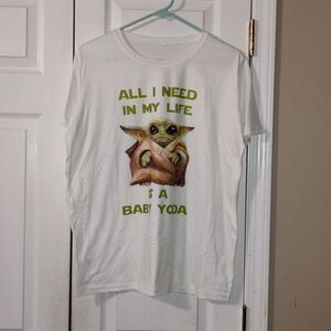 All I need in My Life is a Baby Yoda white tshirt  Sz XL